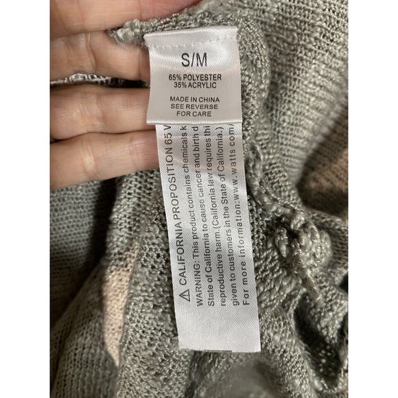 Wishlist Gray & Pink Star Print Open Knit Sweater Dolman Sleeve Summer Size S/M - Picture 9 of 10